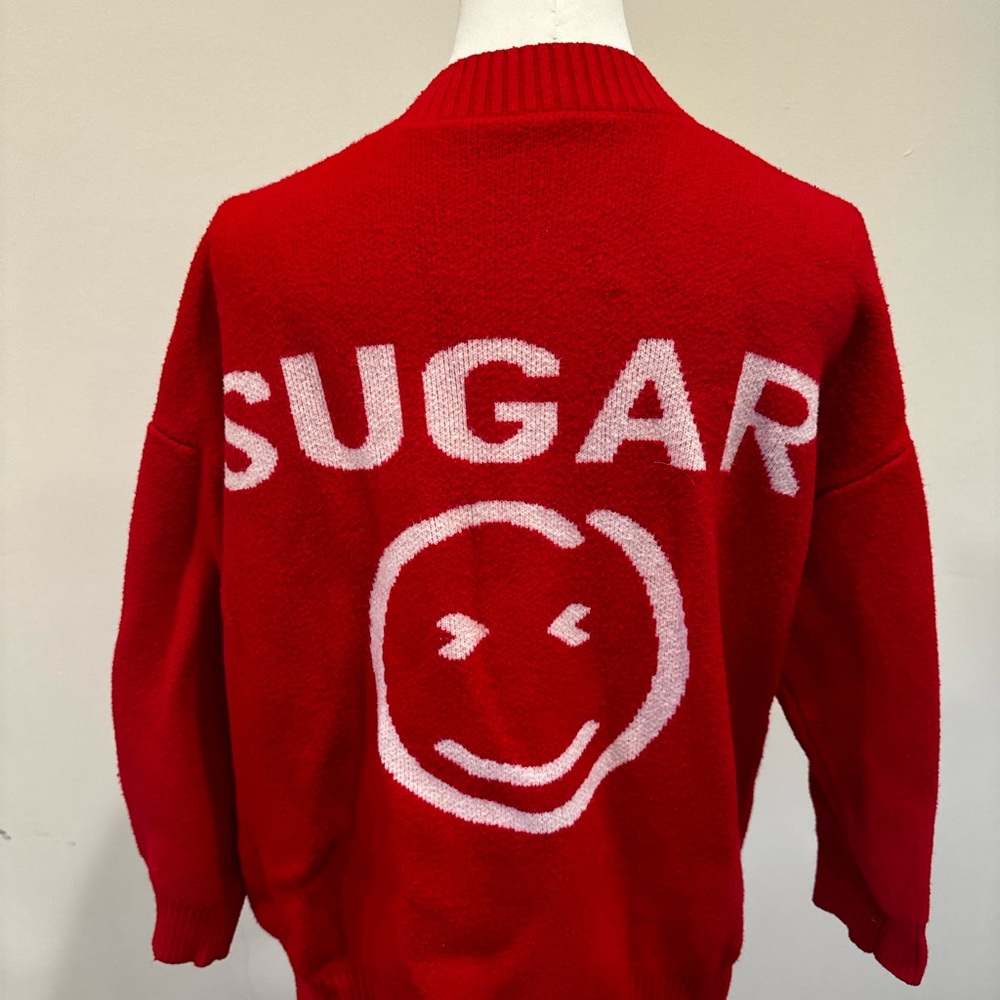 Red Button-Up Cardigan - Picture 3 of 4